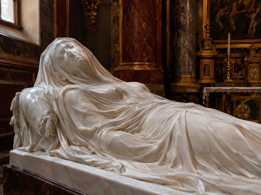 Il Cristo velato di Giuseppe Sanmartino al centro della navata